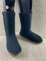 Ugg Australia Tall Boots Women 7M Classic Cardy Knit Shoes Black Crochet... - $27.54