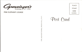 Grossingers New York Pink Elephant Lounge Interior FPC Advertising VTG Postcard - £5.30 GBP