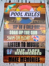 Metal Signs Pool Rules Tin Sign Vintage Pool Rules Wall Decoration Outdoor 16x12 - £15.87 GBP