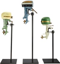 Sculpture Outboard Motor Boat Engine Set 3 Green Blue Painted Cast Aluminum Iron - £258.17 GBP