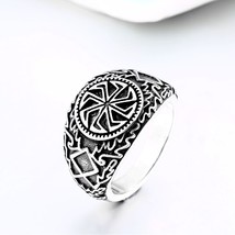 steel solider Viking Celtic solar symbol wheel ring amulet stainless steel nordi - £8.62 GBP