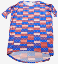 Lula Roe Patriotic Irma Shirt Womens Xs Oversized Stars Stripes Flag Usa Nwt 2440 - £16.12 GBP
