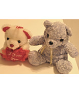 Bears&#39; Stuffed Toys Set of Two White and Lavender 5 - 7in - $8.20 CAD
