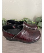 Womens Sanita Cherry Red Snake Embossed Patent Leather Burgundy Clogs Si... - £32.16 GBP