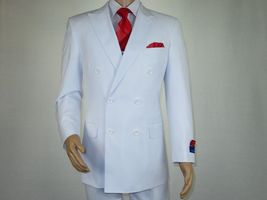 Men Apollo King Double Breasted Suit Classic Peak Lapel Pleated DM26 White image 12