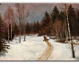 Inverno Nel Foresta Pittura Da Vasily Perepletchikov Unp DB Cartolina U24 - $4.04
