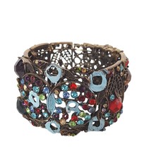 Vintage Boho Bronze Tone Filigree Jeweled Wrap Bracelet Womens Costume J... - $29.72