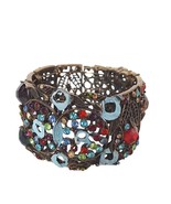 Vintage Boho Bronze Tone Filigree Jeweled Wrap Bracelet Womens Costume J... - $41.43 CAD