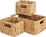 Storageworks Hand-Woven Storage Baskets, Water Hyacinth Wicker Baskets For - £37.70 GBP