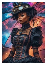 Gorgeous Ebony Black Steampunk Girl In Dress 5X7 Fantasy Art Photo - £6.77 GBP