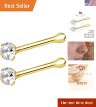 Elegant 14k Gold Nose Stud, 7mm Length, Non-Irritating Option for All - $868.71 MXN