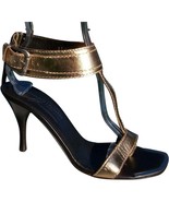 Donald Pliner Platino Gold Silver Metallic Leather Shoe New Wide Ankle $... - $142.00
