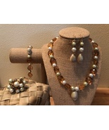 Green Round Top Cowry Jewel Set,Seashell Jewels,Hawaiian Jewelry,Polynes... - £70.25 GBP