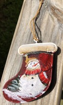 89092SYH - Metal Snowman Stocking with Red Scarf  - $2.25
