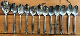Set Lot 12 Vtg Mismatched Mid Century Stainless Large Flatware Serving S... - $24.74