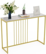 Wisfor Marble Gold Console Table, 40In Sofa Entryway Table Behind Couch Table - £153.38 GBP