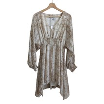 Fate Tan Snake Print Ruffles Smocked Long Sleeve Dress Women&#39;s Size Small NWT - $11.87