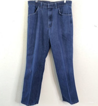 Wrangler Button Close Broken In darker wash Jean Men&#39;s Size 34 x 32 - $23.56