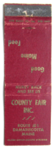 County Fair Inc. - Damariscotta, Maine Restaurant 20 Strike Matchbook Co... - £1.36 GBP