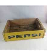 Vintage Pepsi Cola Yellow Soda Crate Wooden Bottle Holder Collectible - $28.12