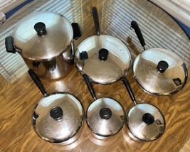 Vintage Lot of 12 Revere Ware Pots Pans And Lids Copper Bottoms Stainles... - $144.53