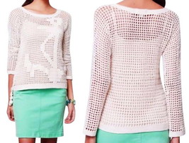 Anthropologie Netted Anchors Top Medium 6 8 Ivory $118 Pullover Cover Up... - £39.10 GBP