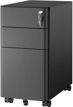 Mount-It! Folder Cabinet With Three Drawers, Mobile File Pedestal,, Black. - £109.45 GBP