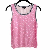 Talbots Barbiecore Pink With White Polka Dot Sleeveless Sweater Vest - £23.52 GBP