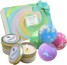 Bath Bombs Scented Candles Set, Handmade Essential Oil Relaxing Bathbomb... - $13.53