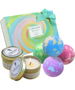 Bath Bombs Scented Candles Set, Handmade Essential Oil Relaxing Bathbomb... - £10.78 GBP