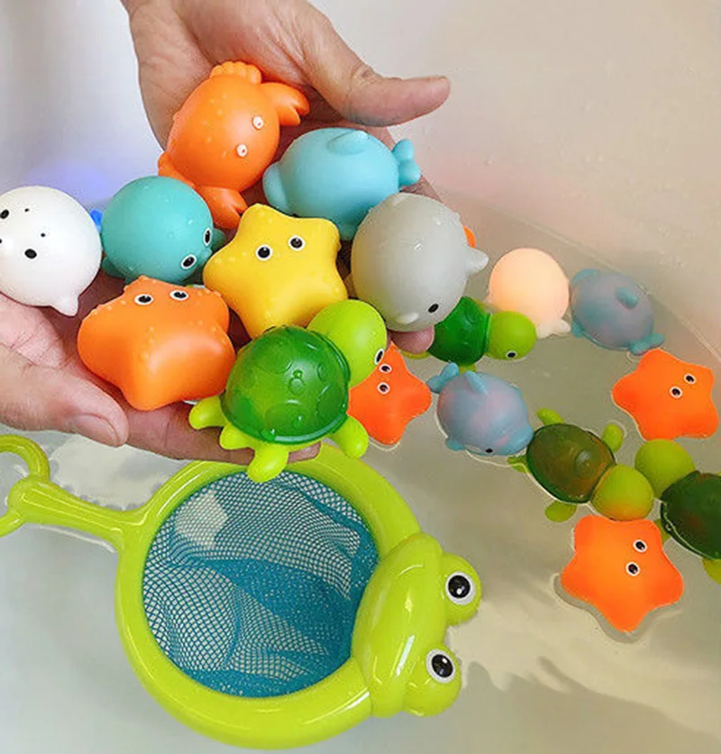 Funny Baby Bath Toy Swimming Water LED Light Up Toys Soft Rubber Float Induction - £8.84 GBP+