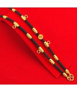 Necklace Rope Black 5 Amulets 10 Parts 18K 24K Thai Baht Yellow Gold Pla... - £31.31 GBP