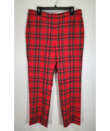 J. Crew Kate Full Length Straight Leg Pants Good Tidings Red Plaid Wool ... - €40,88 EUR