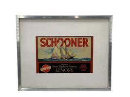 Antique Schooner Ship Lemon Citrus Fruit Crate Label Frame Art Print No Glass - £46.71 GBP