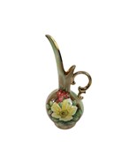 Vintage Hand Painted Flowers on Porcelain Vase w Handle Gold Trim 7&quot; Tall - $241.39 MXN