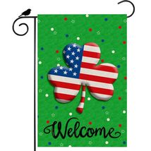 ZAEW St. Patrick&#39;s Day Shamrocks Garden Flag 12x18 Inch Green Double Sided - $174.33 MXN