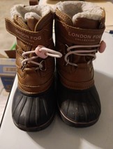 LONDON FOG Collection Toddler Girls Size 8 Winter/Rain Boots Black Tan - £14.01 GBP