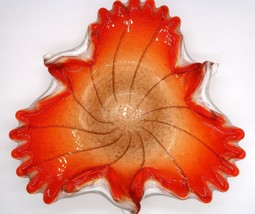 Vintage MCM Fratelli Toso Murano Art Glass Freeform Leaf Bowl Copper Ave... - $2,379.56 MXN