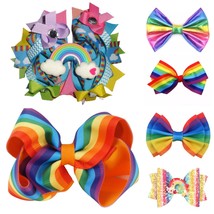 NEW Rainbow Girls Hair Bow Clip - £3.15 GBP+