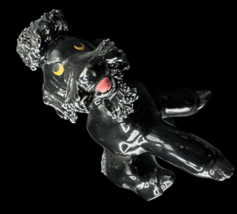 Poodle Spaghetti Ceramic 3&quot; Tall Dog Black Vintage Figurine Japan - $354.95 MXN