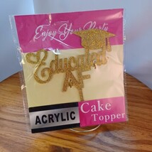 Educated AF Acrylic Cake Topper Gold Glitter Graduation College Glam NEW - $90.40 MXN
