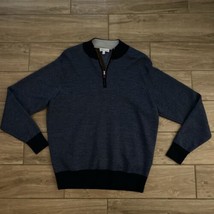 Peter Millar Sweater Men XL Blue  Merino Wool Knit Quarter Zip Crown Golf - £35.14 GBP