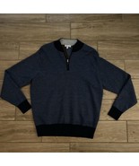 Peter Millar Sweater Men XL Blue  Merino Wool Knit Quarter Zip Crown Golf - £35.55 GBP