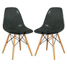 LeisureMod 32.40 in. Dover Molded Side Chair Transparent Black - Set of 2 - $3,407.60 MXN