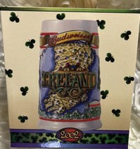 Budweiser Stein Ireland 2002 St. Patrick's Day 16oz Great 3D Graphics New in Box - $24.70