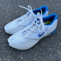 Nike Women Shox Shoe Size 9.5M Silver White Blue Athletic Running Sneaker 316582 - £30.98 GBP