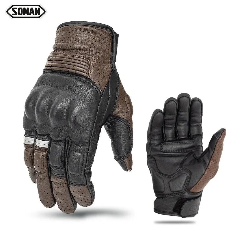 Goat Leather Motorcycle Full Finger Gloves Winter Off-Road Racing Guantes Moto - £46.69 GBP