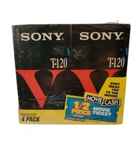 Sony Blank VHS Tapes T-120V Tape Pack of 4 READ - £6.17 GBP