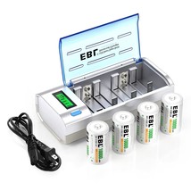 D Cells 10000Mah Rechargeable Batteries (4 Counts) With C D 9V Aa Aaa Battery Ch - £47.99 GBP