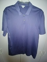 Calvin Klein Mens Blue 100% Cotton Knit Ss Polo SHIRT-L-WORN ONCE-PINSTRIPE-NICE - £6.36 GBP